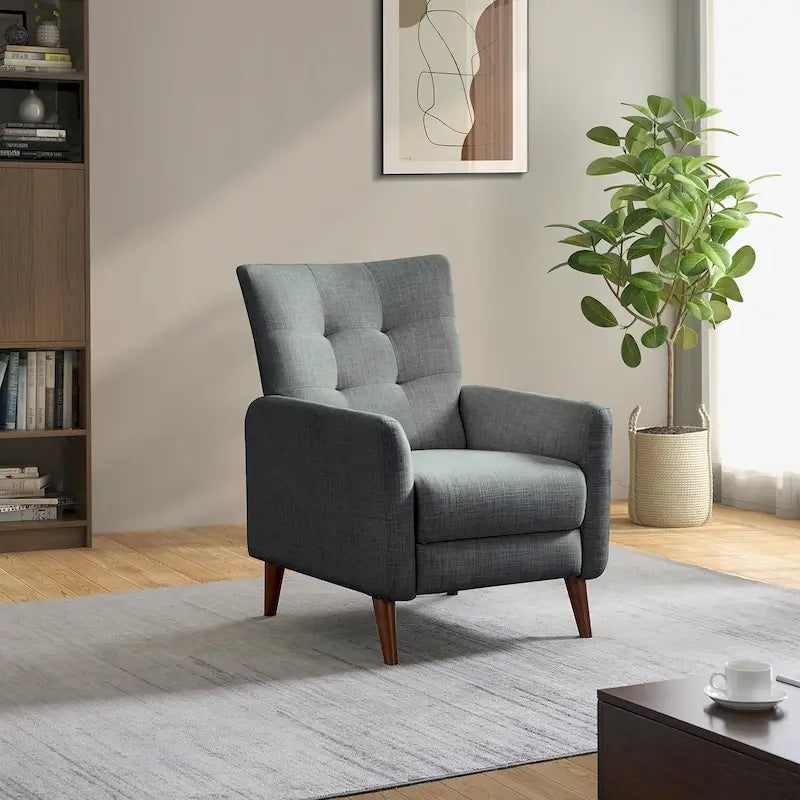 Comfy Manual Recliner with Wood Base