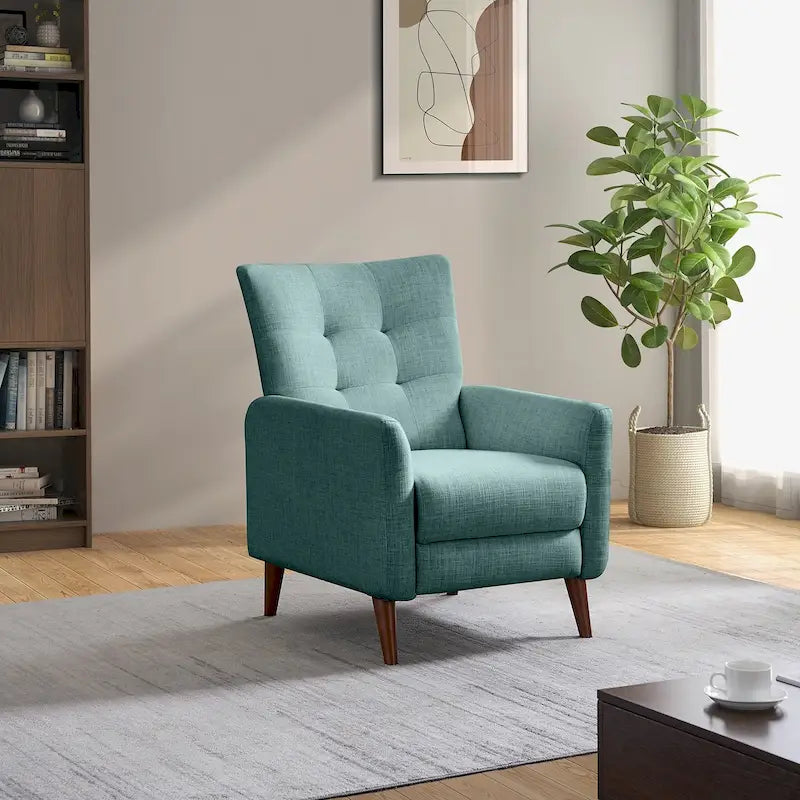 Comfortabele handmatige fauteuil met houten onderstel