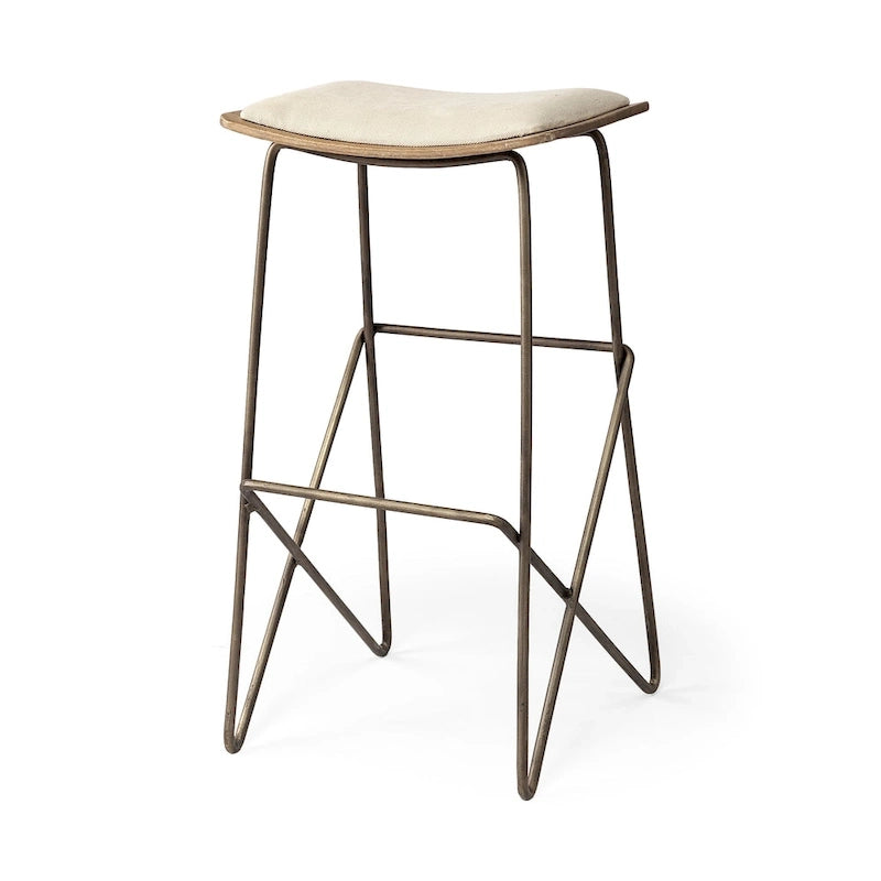 Cream Fabric Seat with Gold Metal Frame Counter Stool