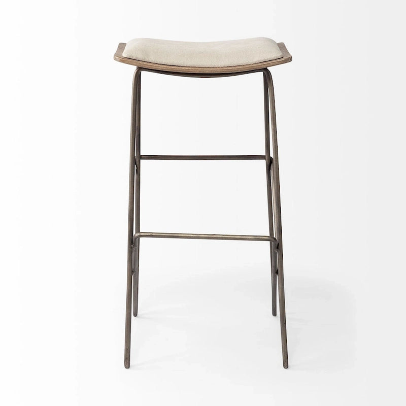 Cream Fabric Seat with Gold Metal Frame Counter Stool