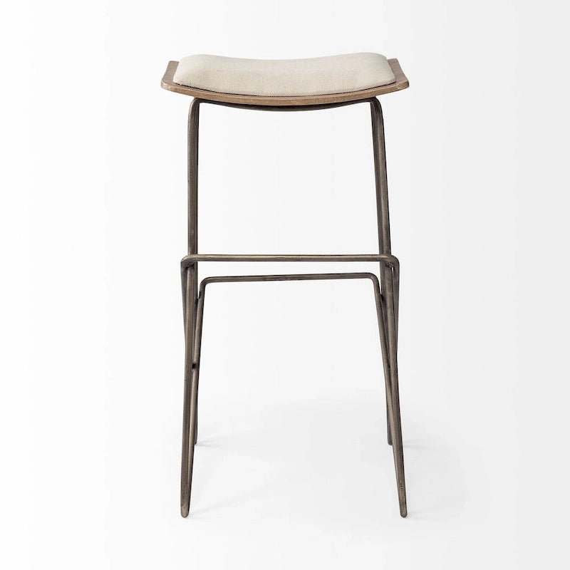 Cream Fabric Seat with Gold Metal Frame Counter Stool