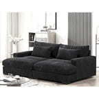 Luxe Sleeper Sofa Corduroy Upholstery Double Chaise Design Convertible to Twin Size Bed
