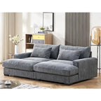Luxe Schlafsofa mit Cordbezug und doppelter Chaiselongue, zum Twin-Bett umwandelbar