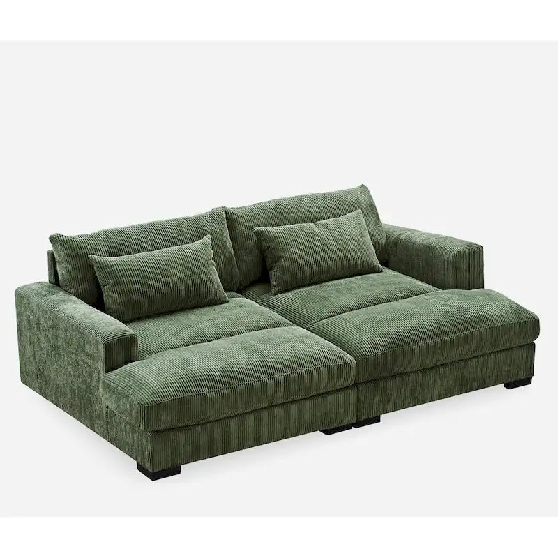 Luxe Schlafsofa mit Cordbezug und doppelter Chaiselongue, zum Twin-Bett umwandelbar
