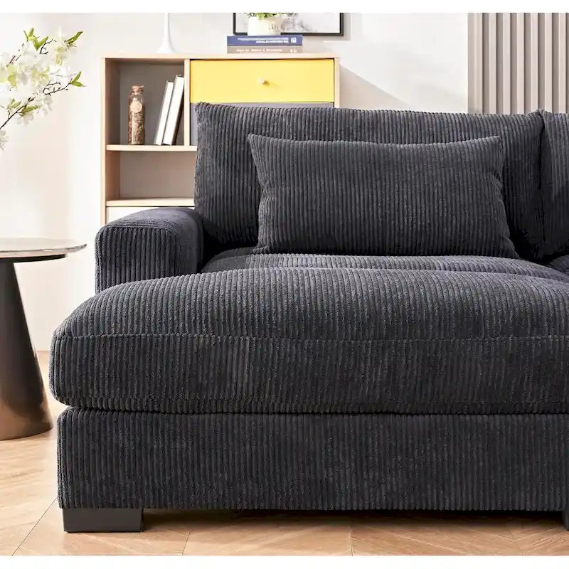 Luxe Schlafsofa mit Cordbezug und doppelter Chaiselongue, zum Twin-Bett umwandelbar