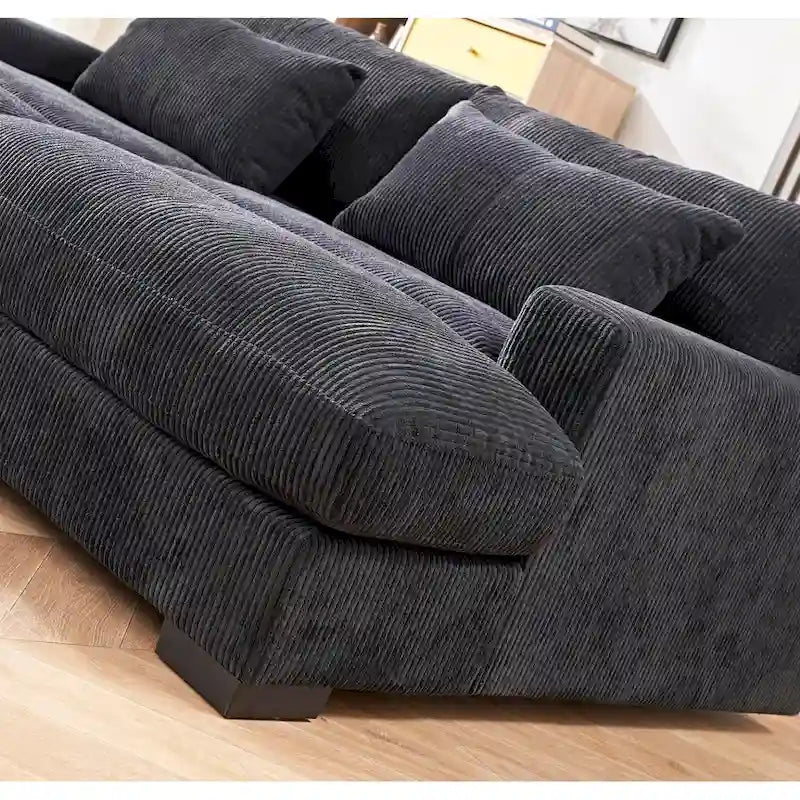 Luxe Schlafsofa mit Cordbezug und doppelter Chaiselongue, zum Twin-Bett umwandelbar