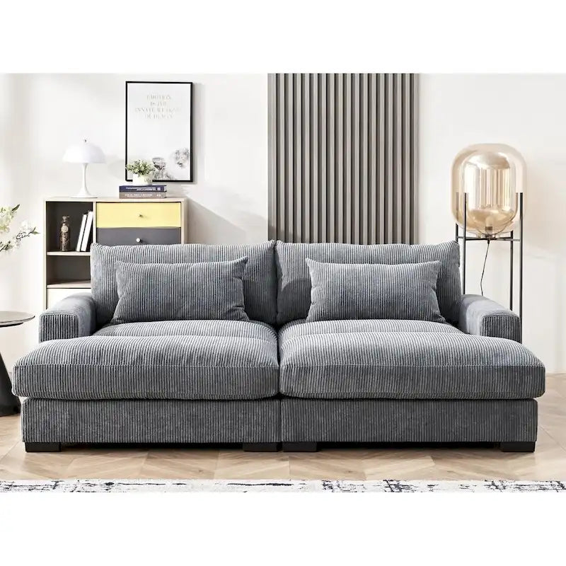 Luxe Schlafsofa mit Cordbezug und doppelter Chaiselongue, zum Twin-Bett umwandelbar