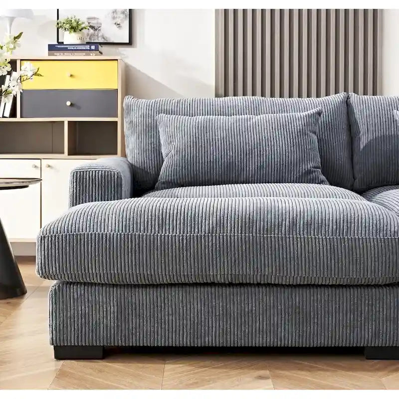 Luxe Schlafsofa mit Cordbezug und doppelter Chaiselongue, zum Twin-Bett umwandelbar