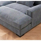 Luxe Schlafsofa mit Cordbezug und doppelter Chaiselongue, zum Twin-Bett umwandelbar