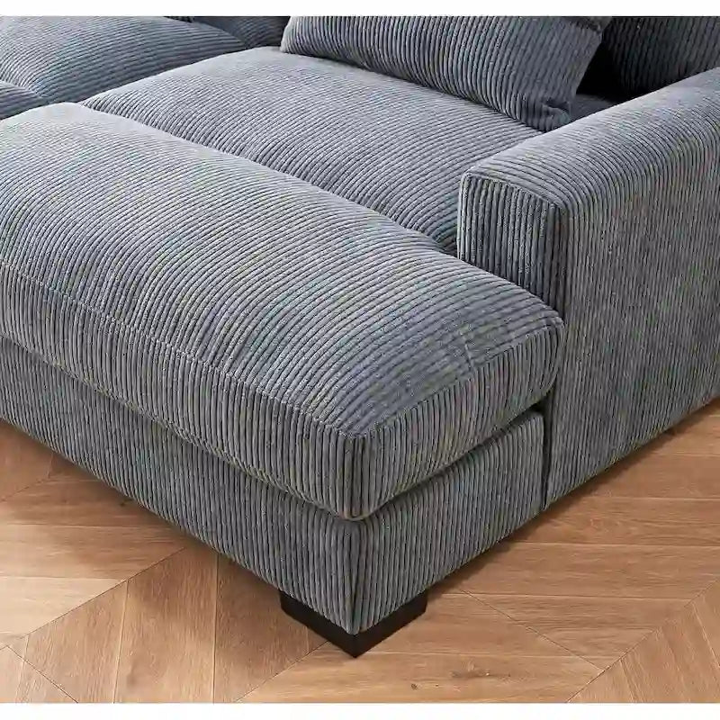 Luxe Schlafsofa mit Cordbezug und doppelter Chaiselongue, zum Twin-Bett umwandelbar