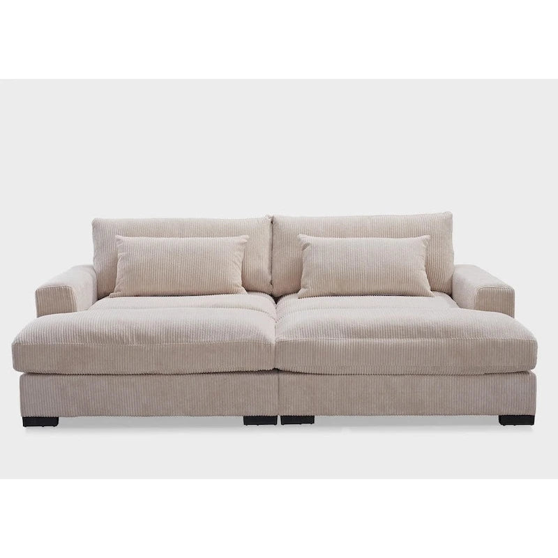 Luxe Schlafsofa mit Cordbezug und doppelter Chaiselongue, zum Twin-Bett umwandelbar