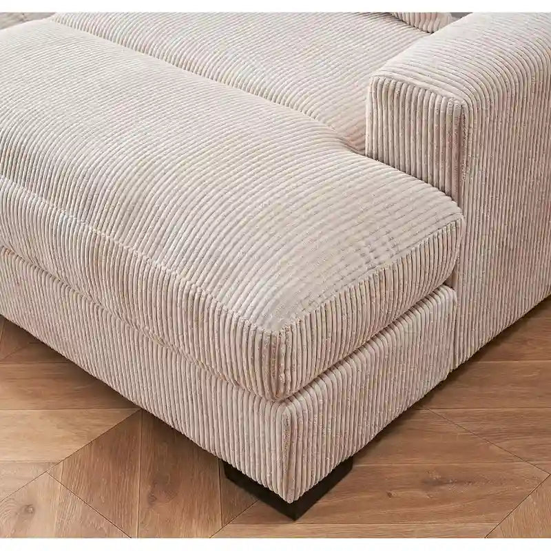 Luxe Schlafsofa mit Cordbezug und doppelter Chaiselongue, zum Twin-Bett umwandelbar