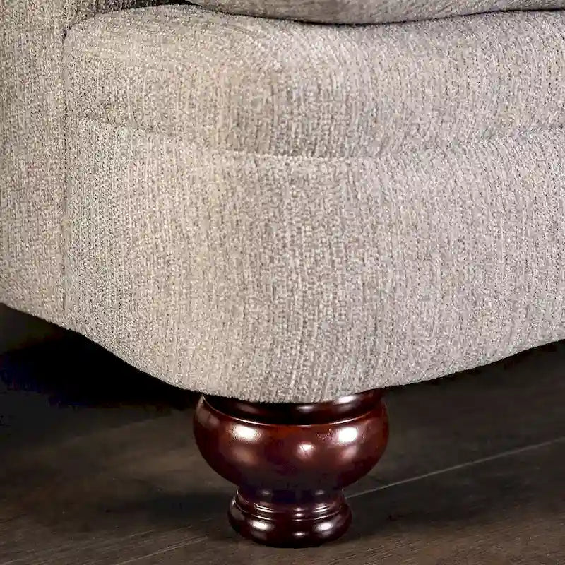 Beiges Chenille-Sofa im Übergangsstil mit T-förmiger Sitzpolsterung