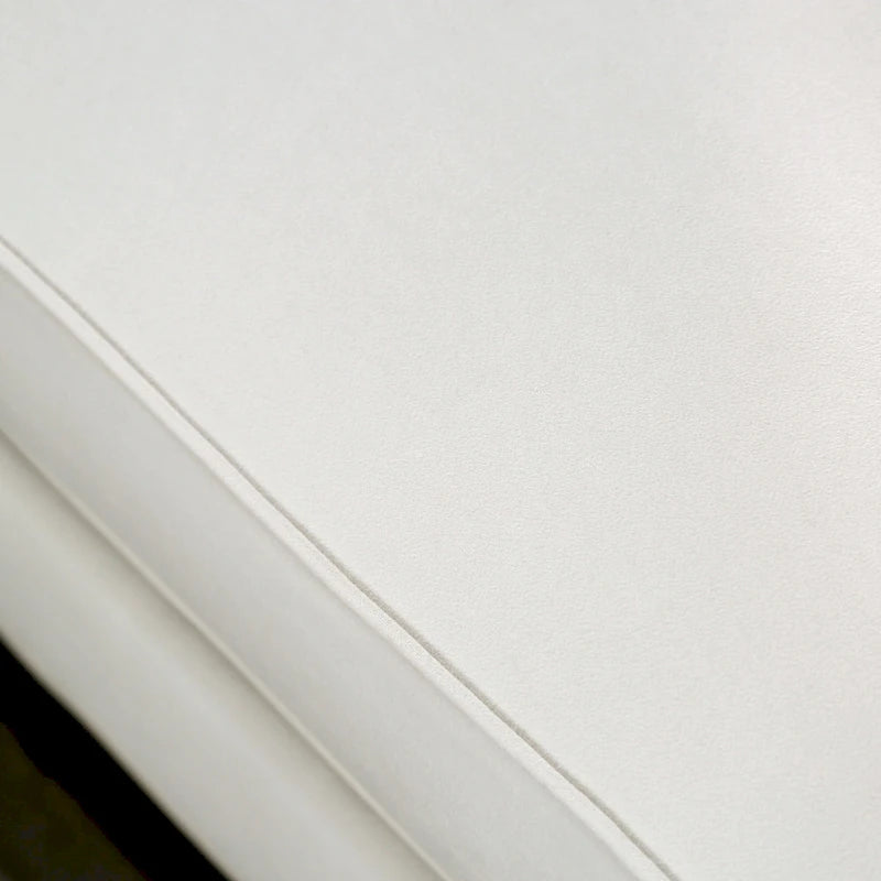 White Fabric Upholstered Rolled Arms Tufted Sofa