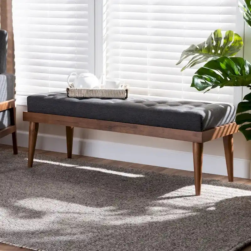 Carson Carrington Hjeltevad Mid-century Fabric Bench