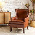 Angeles Mid-century Modern Ergonomic Vegan Leather Armchair with Wingback