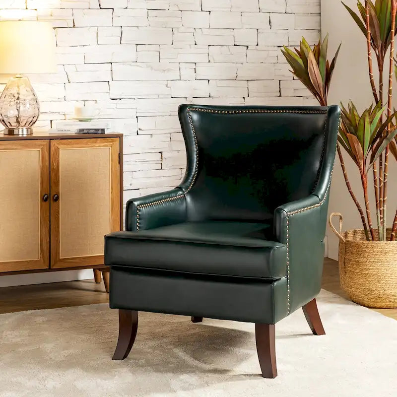 Angeles ergonomische fauteuil in mid-century-moderne stijl van veganistisch leer met oorleuningen