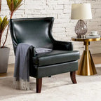 Angeles Mid-century Modern Ergonomic Vegan Leather Armchair with Wingback