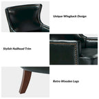 Angeles Mid-century Modern Ergonomic Vegan Leather Armchair with Wingback