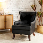Angeles Mid-century Modern Ergonomic Vegan Leather Armchair with Wingback