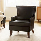 Angeles Mid-century Modern Ergonomic Vegan Leather Armchair with Wingback