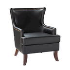 Angeles Mid-century Modern Ergonomic Vegan Leather Armchair with Wingback