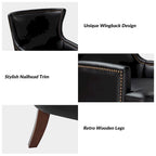 Angeles Mid-century Modern Ergonomic Vegan Leather Armchair with Wingback