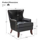 Angeles Mid-century Modern Ergonomic Vegan Leather Armchair with Wingback