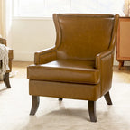 Angeles Mid-century Modern Ergonomic Vegan Leather Armchair with Wingback
