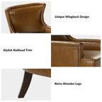 Angeles Mid-century Modern Ergonomic Vegan Leather Armchair with Wingback