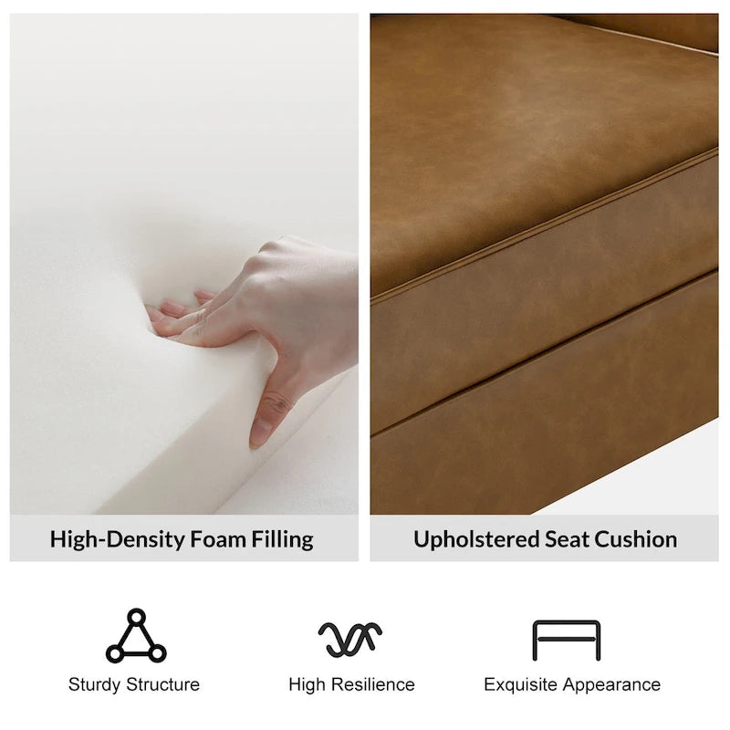 Angeles Mid-century Modern Ergonomic Vegan Leather Armchair with Wingback