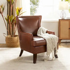 Angeles Mid-century Modern Ergonomic Vegan Leather Armchair with Wingback
