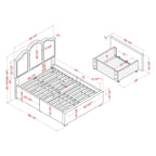 Cama de plataforma estofada com arrumação e 4 gavetas