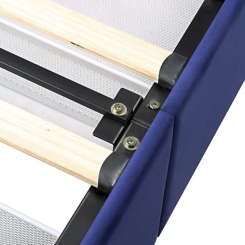Cama de plataforma estofada com arrumação e 4 gavetas