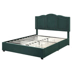 Cama de plataforma estofada com arrumação e 4 gavetas