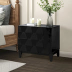 Comodino contenitore Ethel in stile mid-century con 2 cassetti, gambe regolabili in legno massello e stazione di ricarica