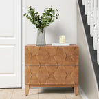 Comodino contenitore Ethel in stile mid-century con 2 cassetti, gambe regolabili in legno massello e stazione di ricarica