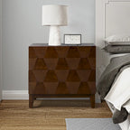 Comodino contenitore Ethel in stile mid-century con 2 cassetti, gambe regolabili in legno massello e stazione di ricarica