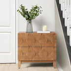 Comodino contenitore Ethel in stile mid-century con 2 cassetti, gambe regolabili in legno massello e stazione di ricarica