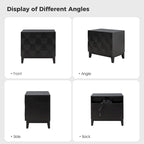 Comodino contenitore Ethel in stile mid-century con 2 cassetti, gambe regolabili in legno massello e stazione di ricarica