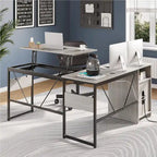 Versatile 60 L Shaped Standing Desk with Lift Top & Storage Cabinet, Corner Desk Extending to 95 with Hooks
