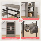 Versatile 60 L Shaped Standing Desk with Lift Top & Storage Cabinet, Corner Desk Extending to 95 with Hooks