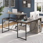 Versatile 60 L Shaped Standing Desk with Lift Top & Storage Cabinet, Corner Desk Extending to 95 with Hooks