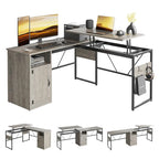 Versatile 60 L Shaped Standing Desk with Lift Top & Storage Cabinet, Corner Desk Extending to 95 with Hooks