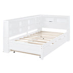 Tagesbett in Twin/Full-Größe mit Twin-Ausziehbett, Ablageboden und USB-Ladeanschlüssen
