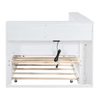 Tagesbett in Twin/Full-Größe mit Twin-Ausziehbett, Ablageboden und USB-Ladeanschlüssen