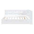 Tagesbett in Twin/Full-Größe mit Twin-Ausziehbett, Ablageboden und USB-Ladeanschlüssen
