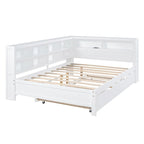 Tagesbett in Twin/Full-Größe mit Twin-Ausziehbett, Ablageboden und USB-Ladeanschlüssen