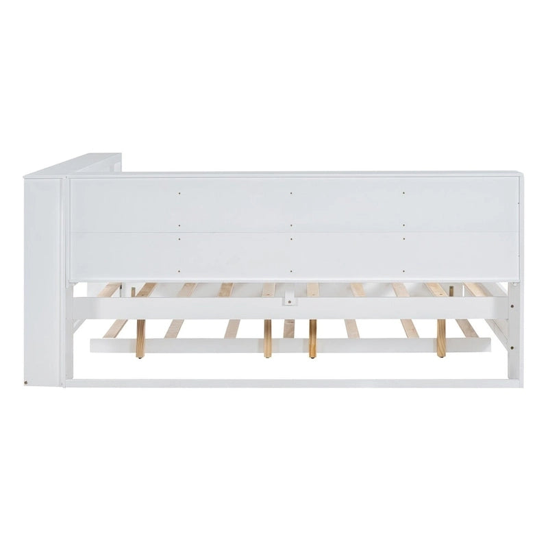 Tagesbett in Twin/Full-Größe mit Twin-Ausziehbett, Ablageboden und USB-Ladeanschlüssen