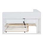 Tagesbett in Twin/Full-Größe mit Twin-Ausziehbett, Ablageboden und USB-Ladeanschlüssen
